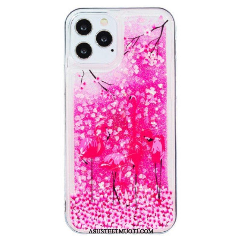 Kuori iPhone 15 Pro Flamingo Glitter