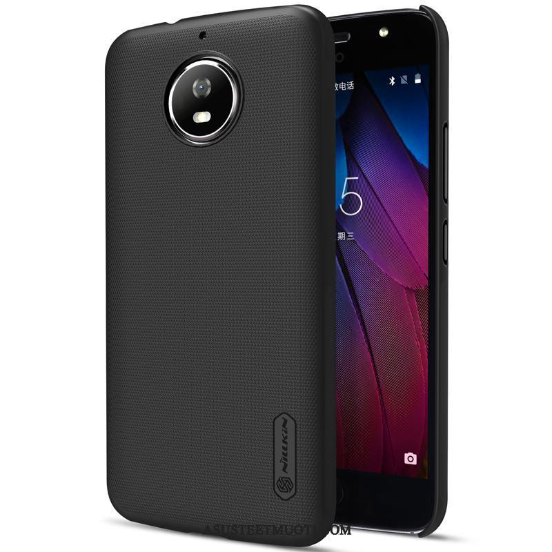 Moto G5s Kuori Kuoret Pesty Suede Suojaus Murtumaton Kotelo Musta