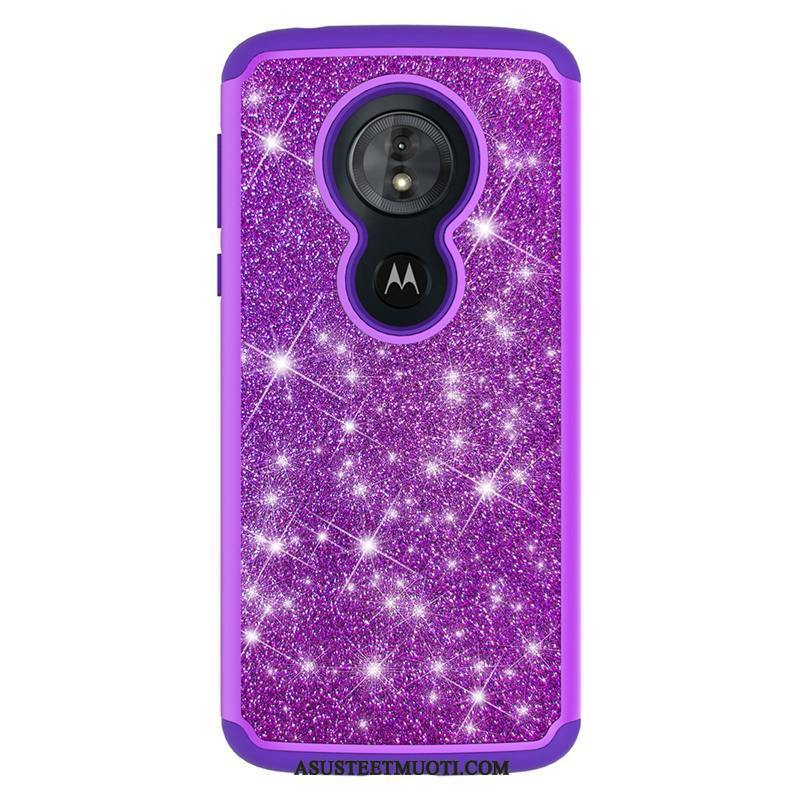 Moto G6 Play Kuoret Violetti Nahka Murtumaton Trendi Kuori