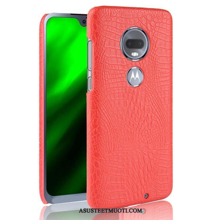 Moto G7 Kuoret Kukkakuvio Murtumaton Punainen Krokotiili Suojaus