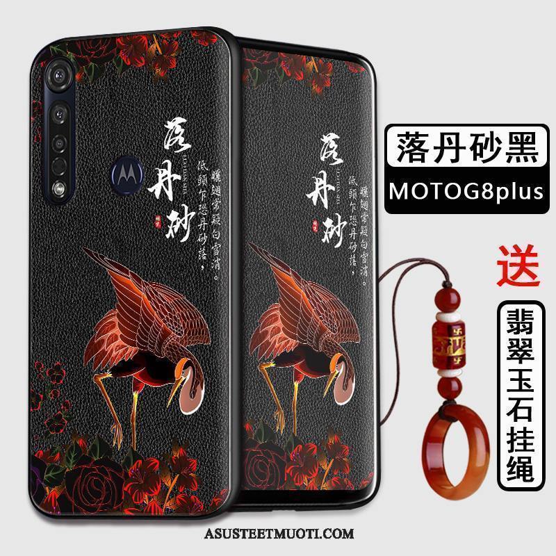 Moto G8 Plus Kuoret Musta Kiinalainen Tyyli All Inclusive Kotelo Murtumaton