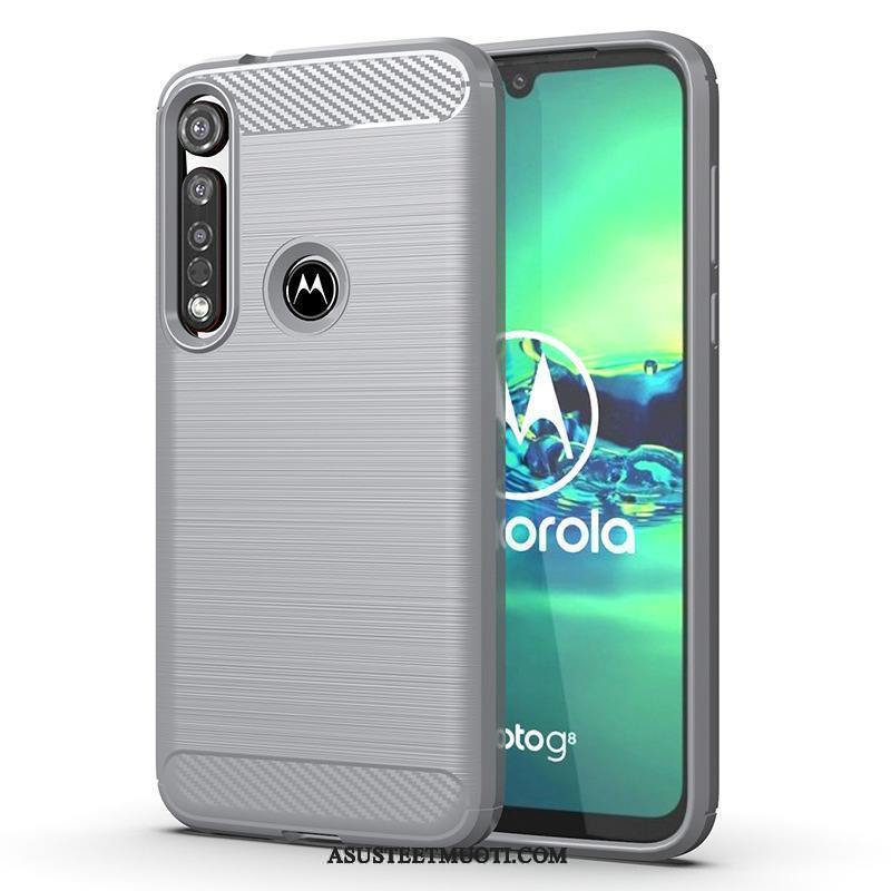 Moto G8 Plus Kuori Kuoret Harmaa Johdin Yksinkertainen Kukkakuvio Silikoni