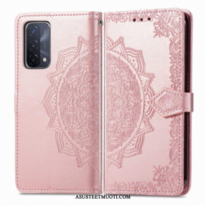 Nahkakotelo Oppo A54 5G / A74 5G Mandala Keskiaika