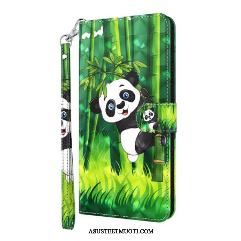 Nahkakotelo Poco X4 Pro 5G Suojaketju Kuori Strappy Panda