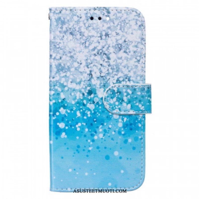 Nahkakotelo Samsung Galaxy A13 5G / A04s Sininen Glitter Gradientti