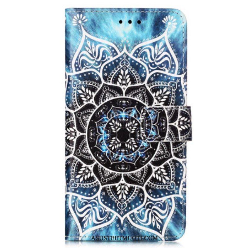 Nahkakotelo Samsung Galaxy A54 5G Suojaketju Kuori Strappy Mandala