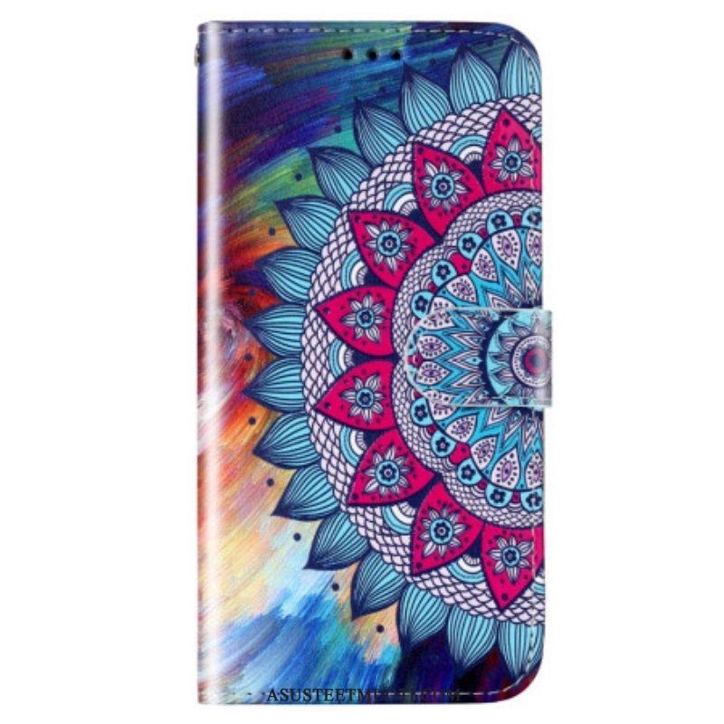 Nahkakotelo Samsung Galaxy S23 5G Suojaketju Kuori Värikäs Strappy Mandala