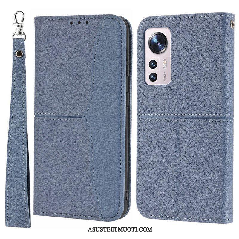 Nahkakotelo Xiaomi 12 Pro Suojaketju Kuori Strappy Woven Leather Style