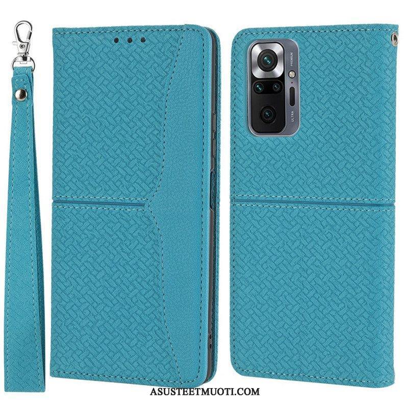 Nahkakotelo Xiaomi Redmi Note 10 Pro Suojaketju Kuori Strappy Woven Leather Style