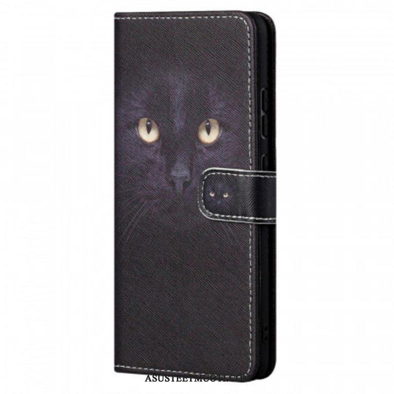 Nahkakotelo Xiaomi Redmi Note 11 Pro / 11 Pro 5G Suojaketju Kuori Strappy Black Cat Eyes