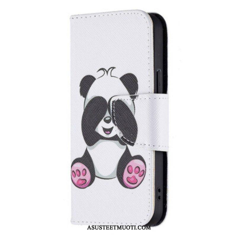 Nahkakotelo iPhone 13 Mini Panda Hauskaa