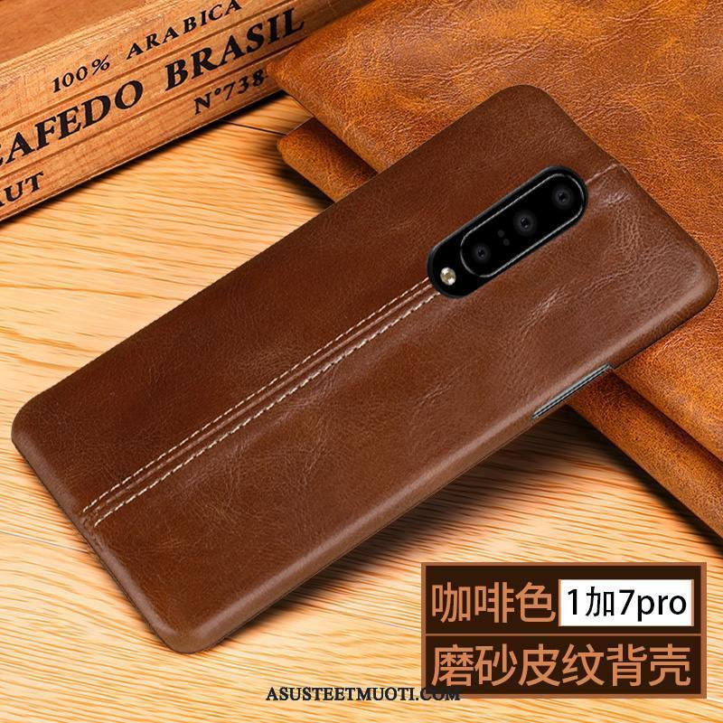 Oneplus 7 Pro Kuori Kuoret Pesty Suede Kotelo Puhelimen Aito Nahka