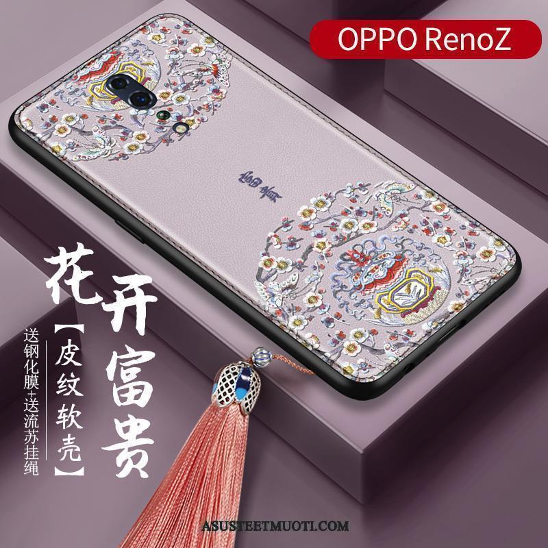 Oppo Reno Z Kuoret Kuori Trendi Kukkakuvio All Inclusive Punainen