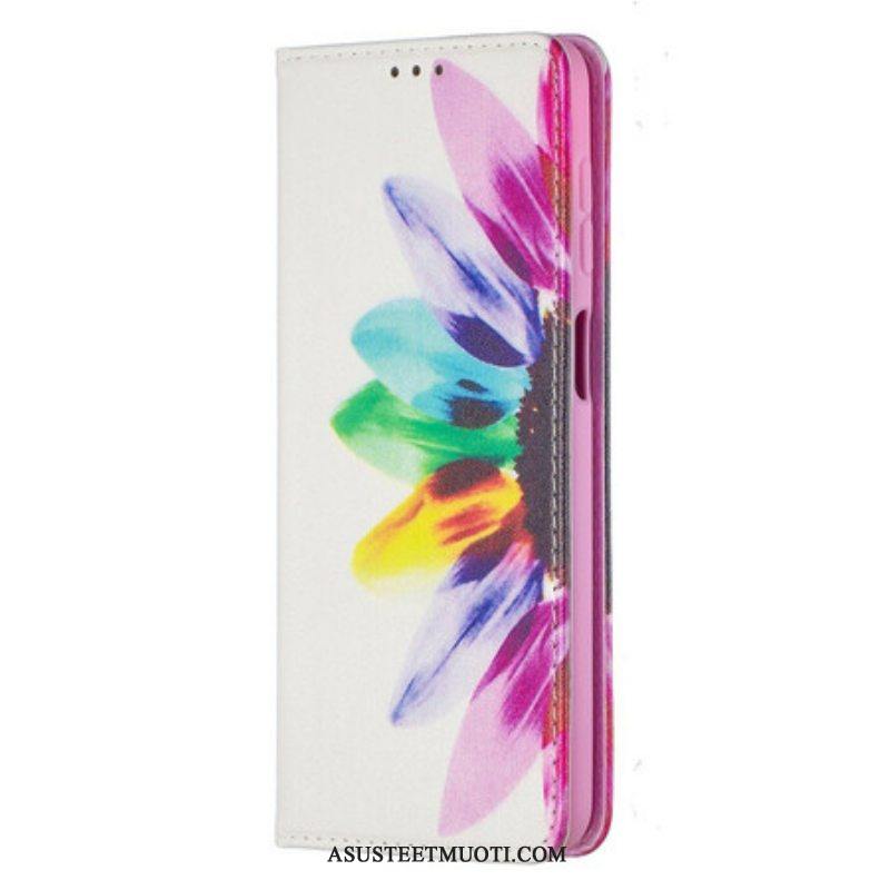 Puhelinkuoret Samsung Galaxy M12 / A12 Kotelot Flip Akvarelli Kukka