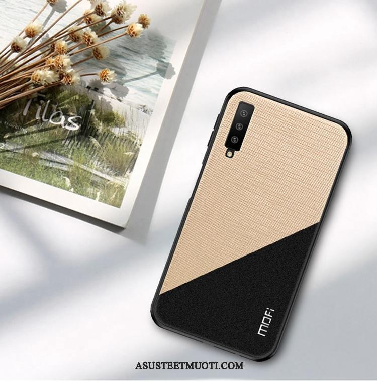 Samsung Galaxy A7 Kuoret Kulta Ohut Kukkakuvio Kuori Pesty Suede