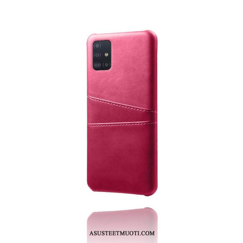 Samsung Galaxy A71 Kuoret Puhelimen Punainen Suojaus Nahka Kotelo