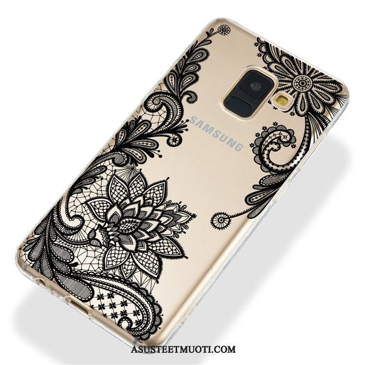 Samsung Galaxy A8 Kuori Kuoret Ripustettavat Koristeet Musta Maalaus Kukkia