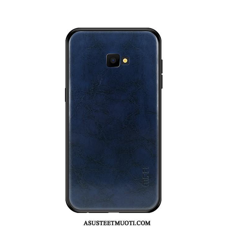 Samsung Galaxy J4+ Kuoret Kuori Sininen Kukkakuvio Nahka Murtumaton
