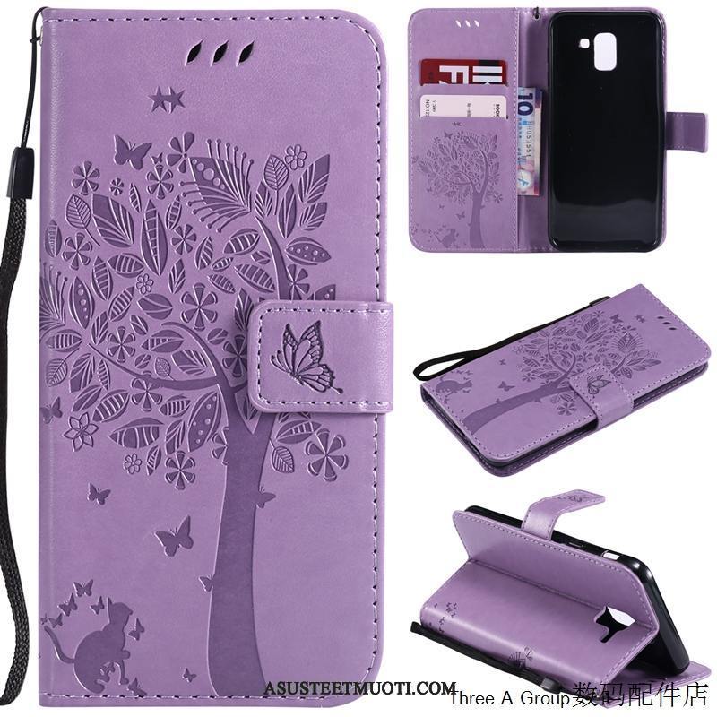 Samsung Galaxy J6 Kuoret Vaalean Nahkakotelo Puhelimen Violetti Suojaus