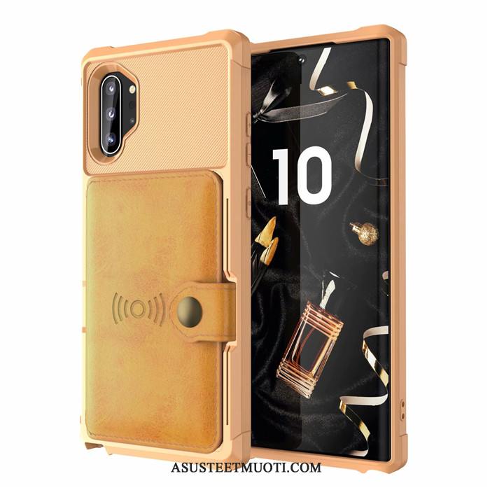 Samsung Galaxy Note 10+ Kuoret Tähti Kuori Nahkakotelo Murtumaton Keltainen