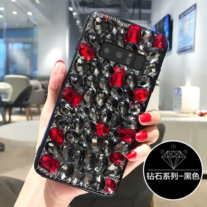 Samsung Galaxy Note 8 Kuoret Rhinestone Inlay Musta Yksinkertainen Kuori Persoonallisuus