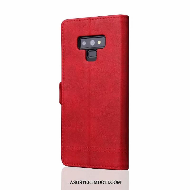 Samsung Galaxy Note 9 Kuoret Punainen Salkku Kortti Kuori Simpukka