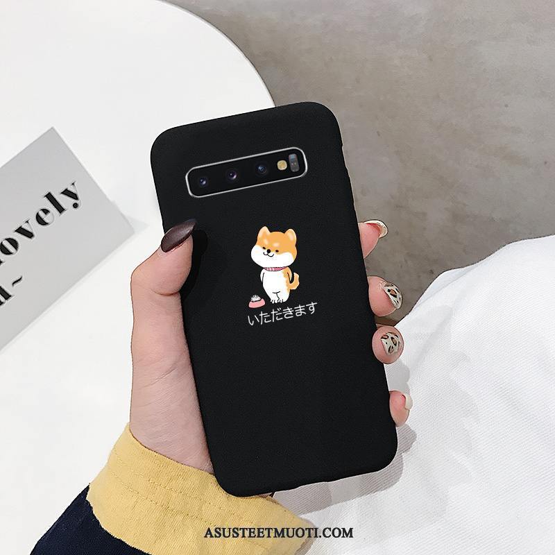 Samsung Galaxy S10+ Kuoret Pesty Suede Kuori Puhelimen Musta Silikoni