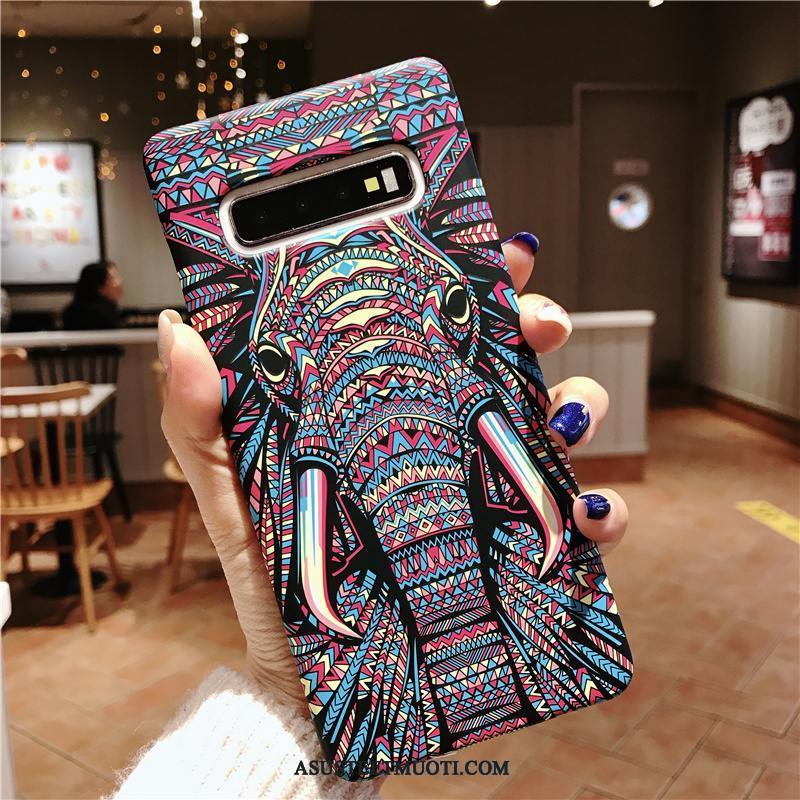 Samsung Galaxy S10+ Kuoret Puhelimen Eläin Violetti Pesty Suede Ohut