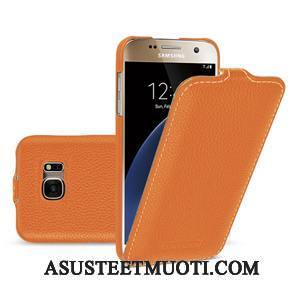 Samsung Galaxy S7 Kuori Kuoret Nahkakotelo Puhelimen Oranssi Tähti
