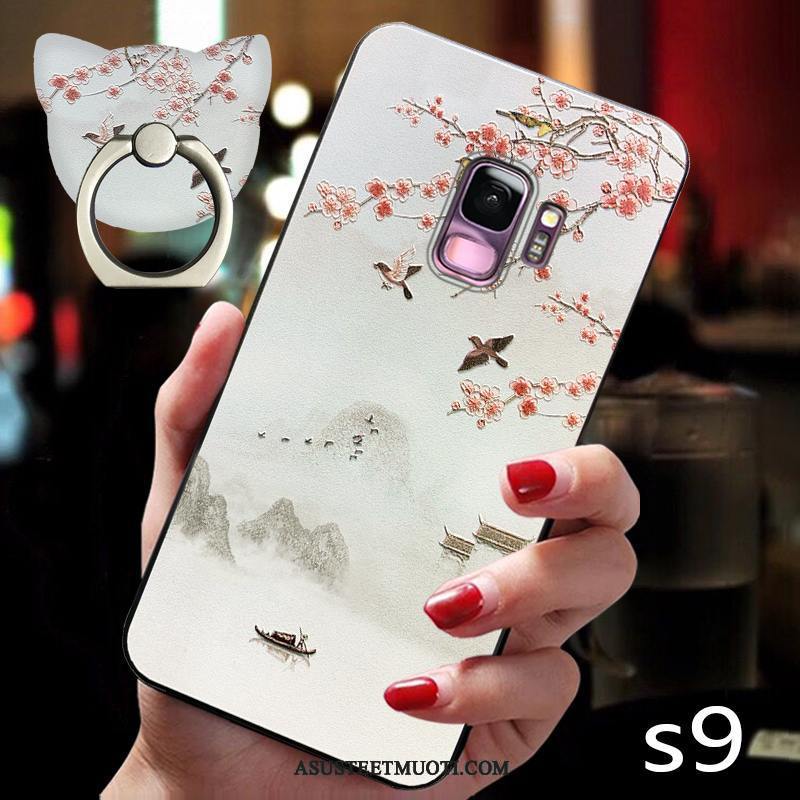 Samsung Galaxy S9 Kuori Kuoret Valkoinen Ohut Kiinalainen Tyyli Kotelo Pesty Suede