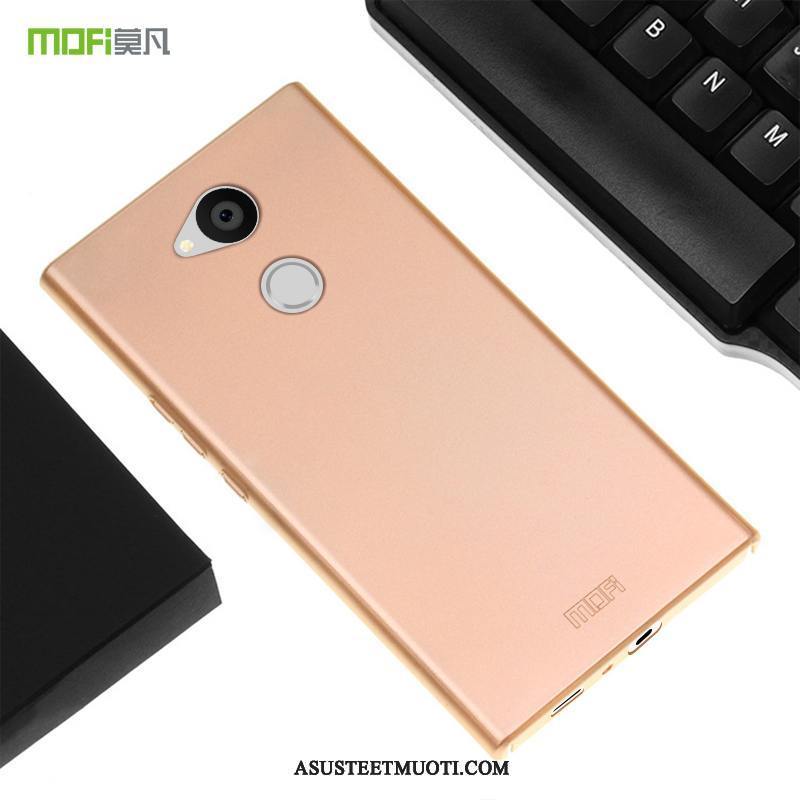 Sony Xperia L2 Kuoret Kova Yksinkertainen Pesty Suede Kulta Murtumaton