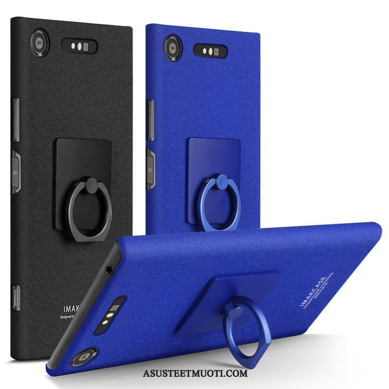 Sony Xperia Xz1 Kuoret Pesty Suede Kuori Sininen Kova Puhelimen