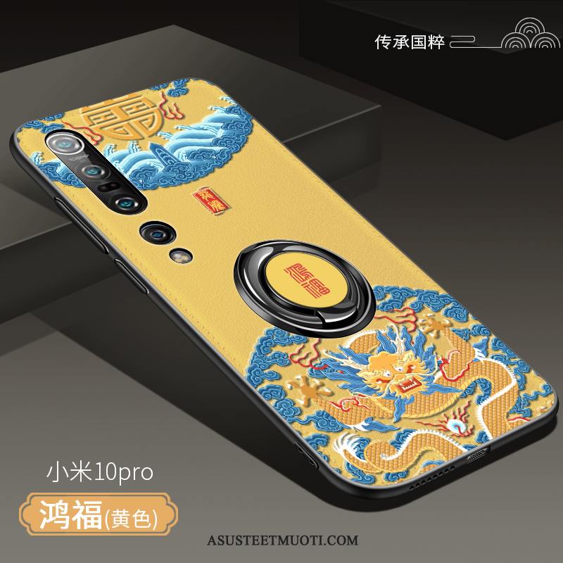Xiaomi Mi 10 Pro Kuori Kuoret Pehmeä Neste Pesty Suede Rengas Kiinalainen Tyyli Magneettinen