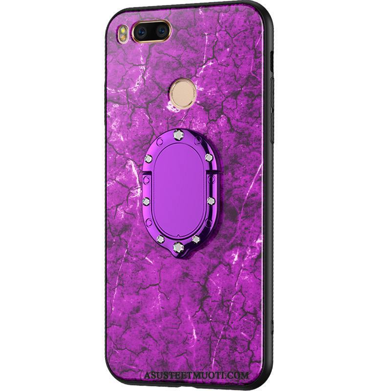 Xiaomi Mi A1 Kuoret Kotelo Violetti Rhinestone Inlay Puhelimen Lasi