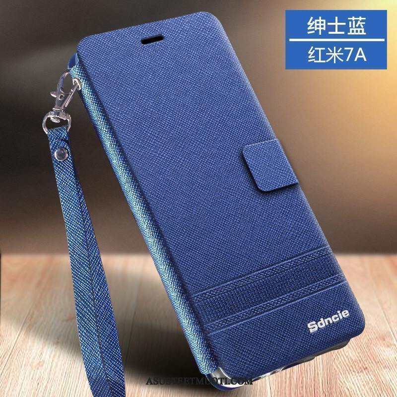 Xiaomi Redmi 7a Kuori Kuoret Nahkakotelo Sininen All Inclusive Pieni