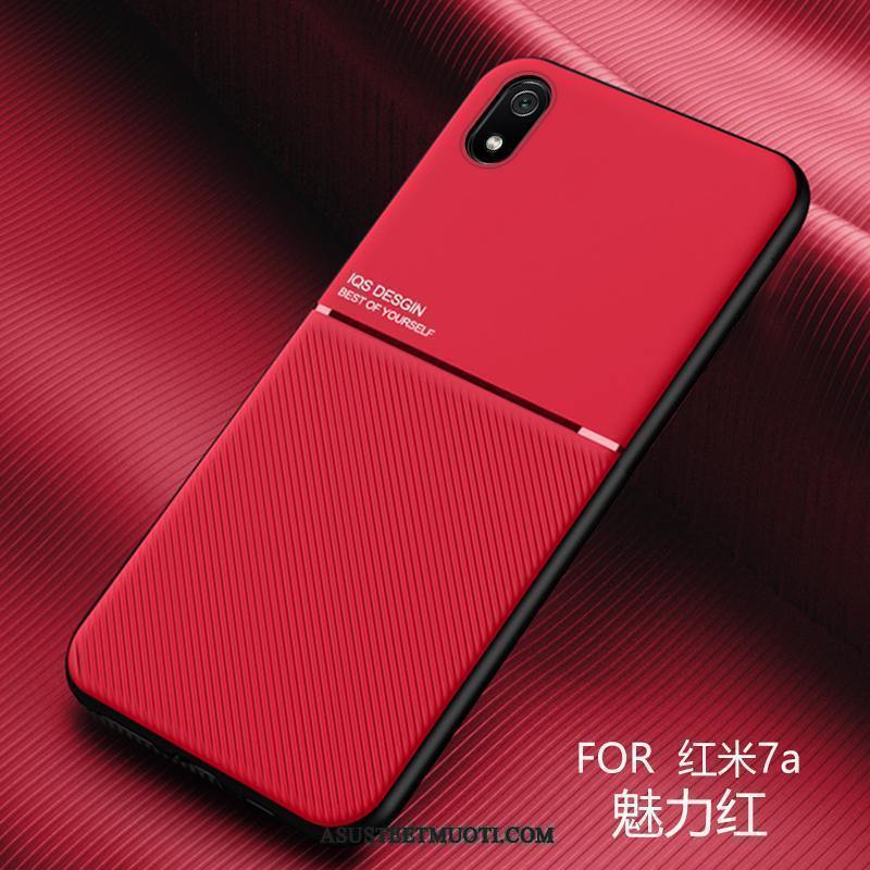 Xiaomi Redmi 7a Kuori Kuoret Näytönsuojus Nahka Ohut Ultra Punainen