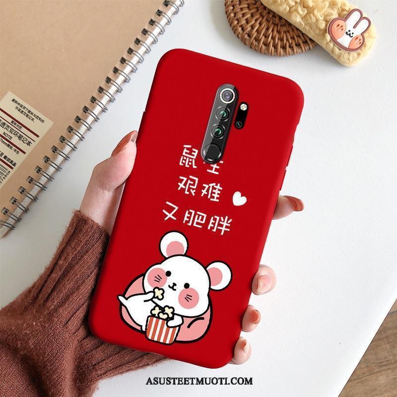 Xiaomi Redmi Note 8 Pro Kuoret Net Red Pehmeä Neste Pesty Suede Suojaus Ohut