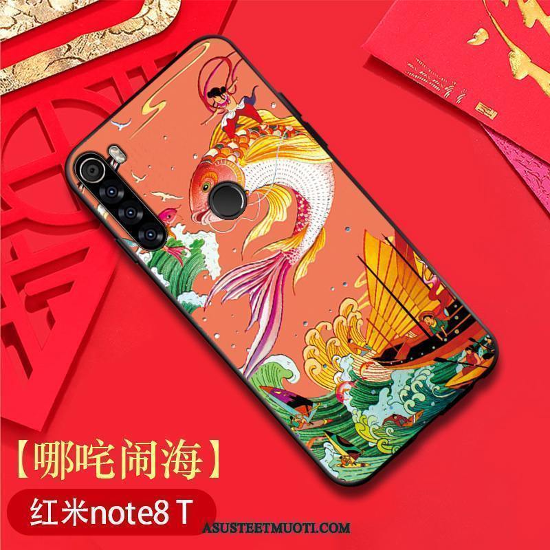 Xiaomi Redmi Note 8t Kuori Kuoret Kiinalainen Tyyli Punainen Ohut Kotelo