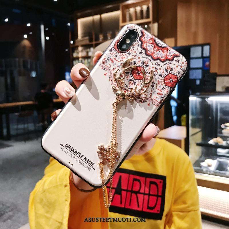 iPhone X Kuoret Rhinestone Inlay Kuori Valkoinen Puhelimen Ripustettavat Koristeet