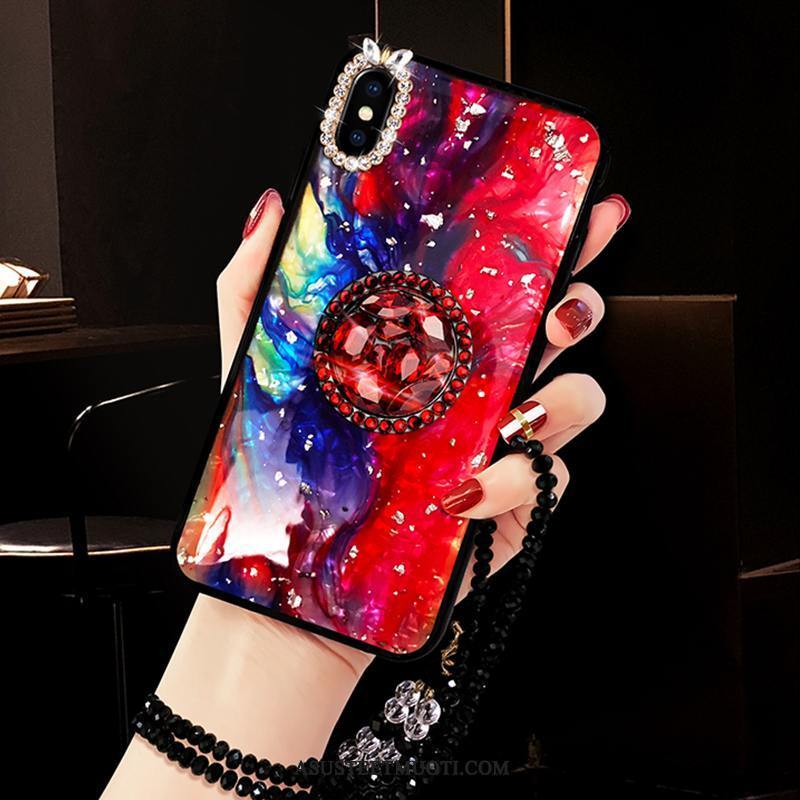 iPhone Xs Kuoret Luova Rhinestone Inlay Silikoni Punainen Trendi