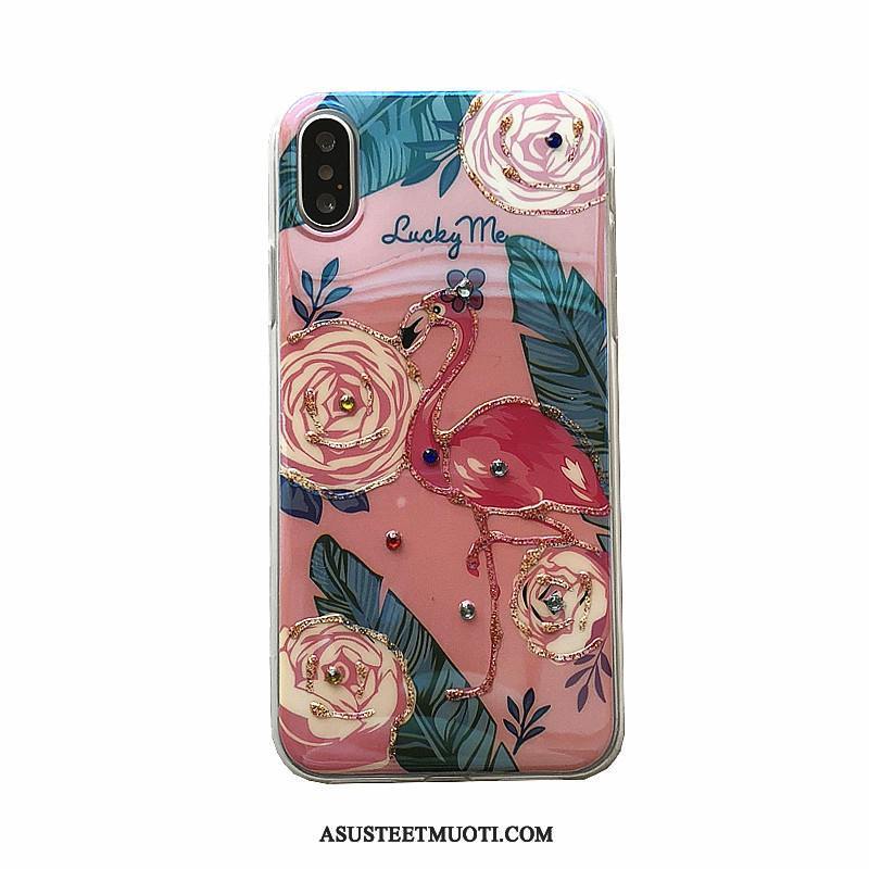 iPhone Xs Kuori Kuoret Puhelimen Murtumaton Rhinestone Inlay Sininen